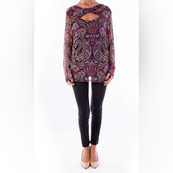 I.N.C /Purple Paisley Open Chest Blouse/ beautiful/ size XL - Picture 1 of 11